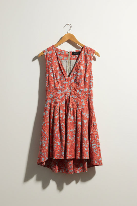 Thakoon Midi Dress Sleeveless Coral/Grey Size 4