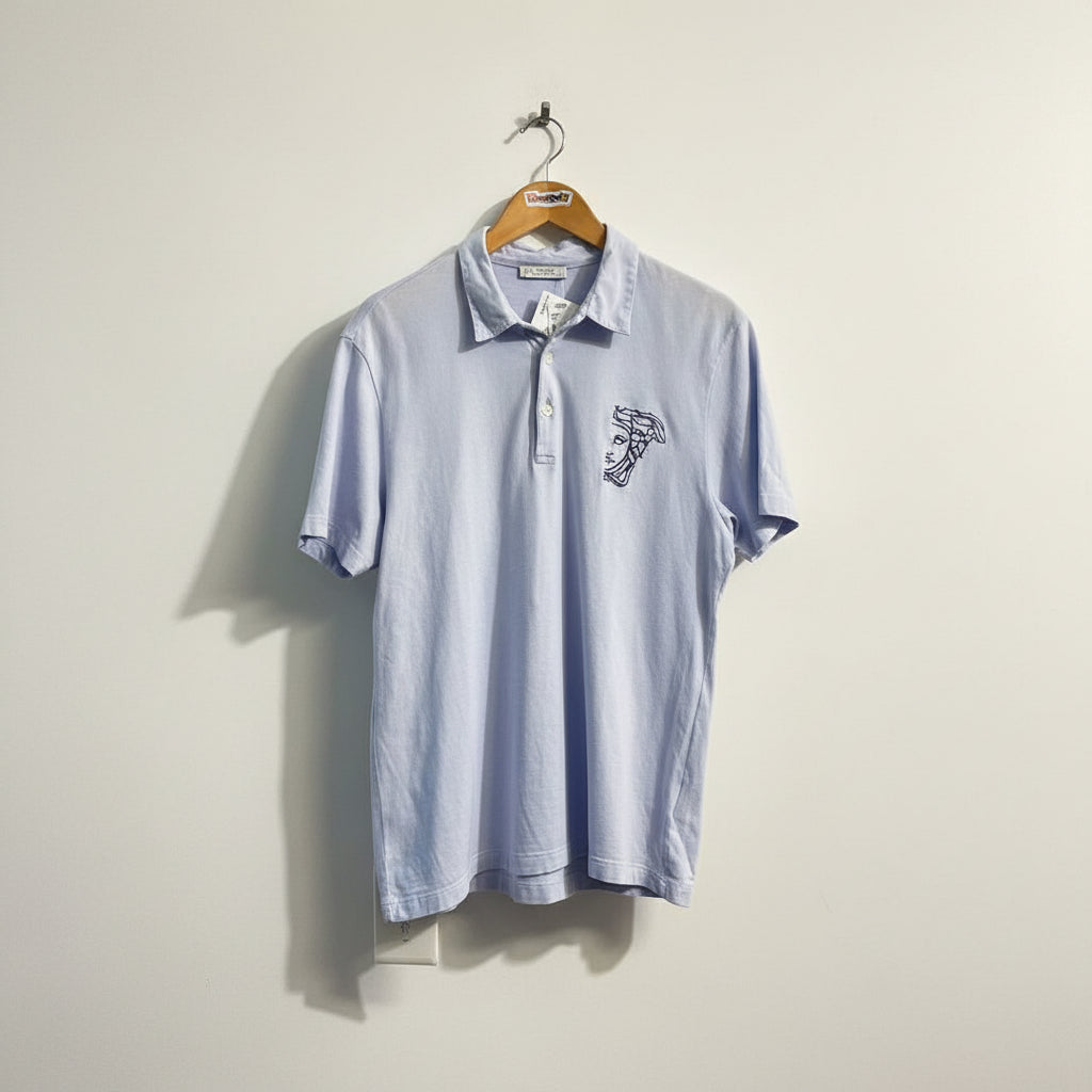 Versace Collection Polo Medusa Embroidered Logo Perriwinkle Men’s Size M
