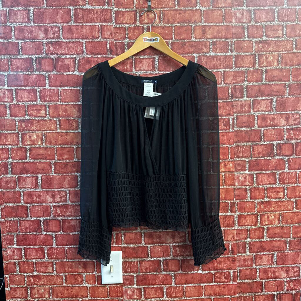 Allen B Blouse Sheer Black Size M
