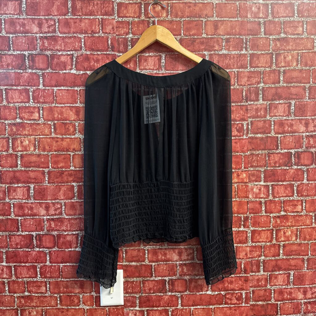 Allen B Blouse Sheer Black Size M