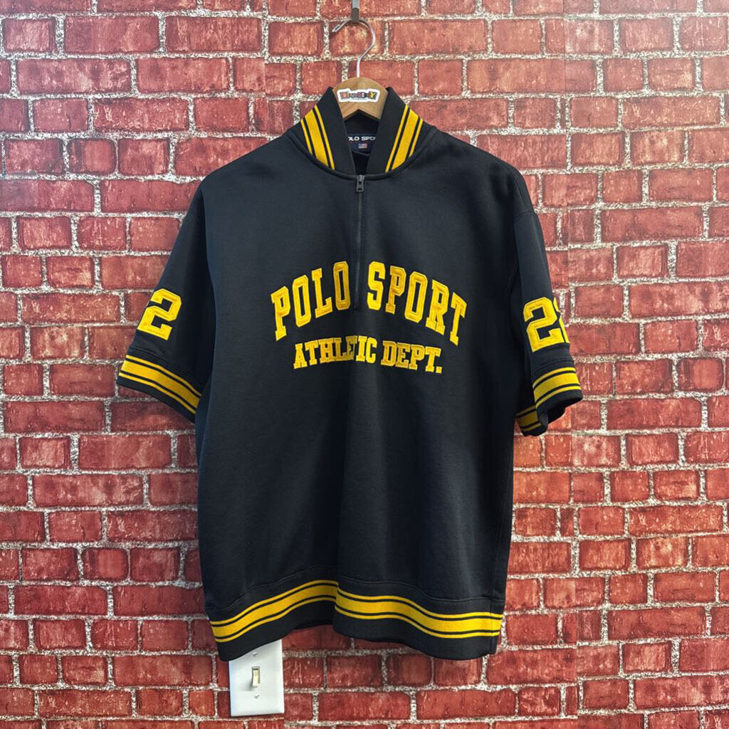 Polo Sport Sweatshirt Short Sleeve 1/4 Zip Black/Yellow Size M