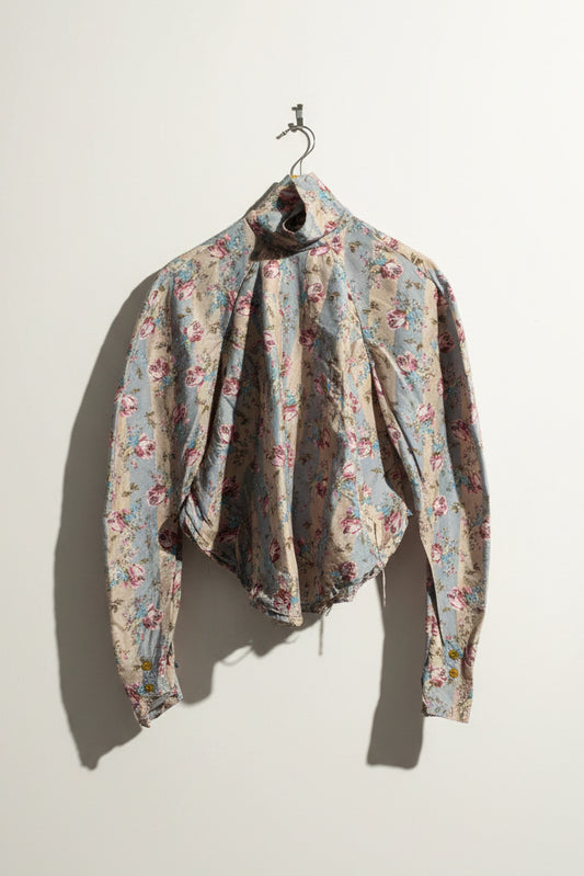 Vivienne Westwood floral blouse high collar Pink/Grey Ladies Size M