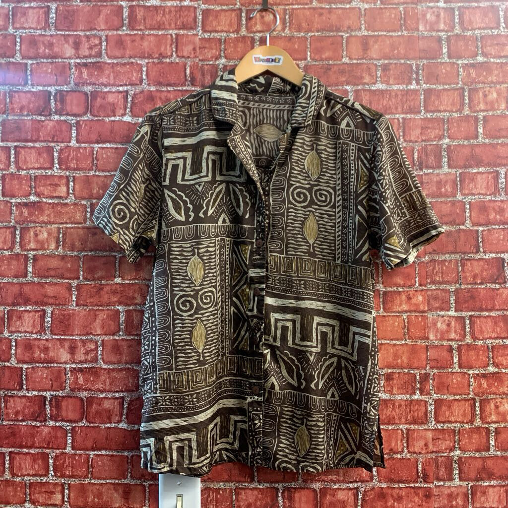 unbranded silk button down print Brown