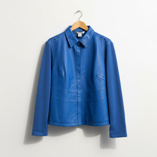 Nygard Collection leather & knit jacket Blue Ladies size L