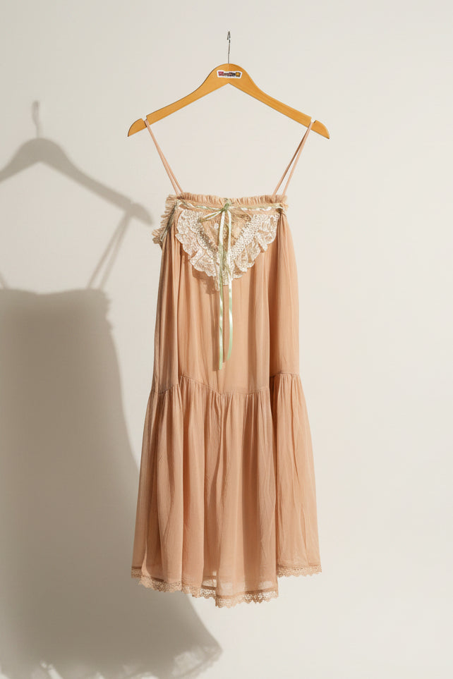 Anthropologie Lace Sheer-like Romper Light Pink/White Size XXS