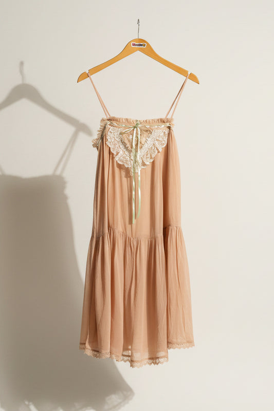 Anthropologie Lace Sheer-like Romper Light Pink/White Size XXS