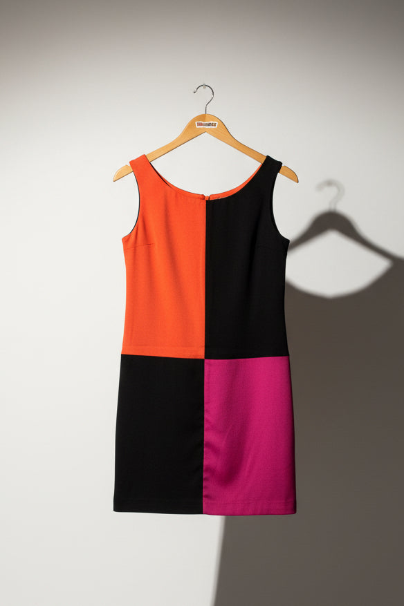 Paul et Duffier Mini Dress Color Block Black/Red/Pink Size S
