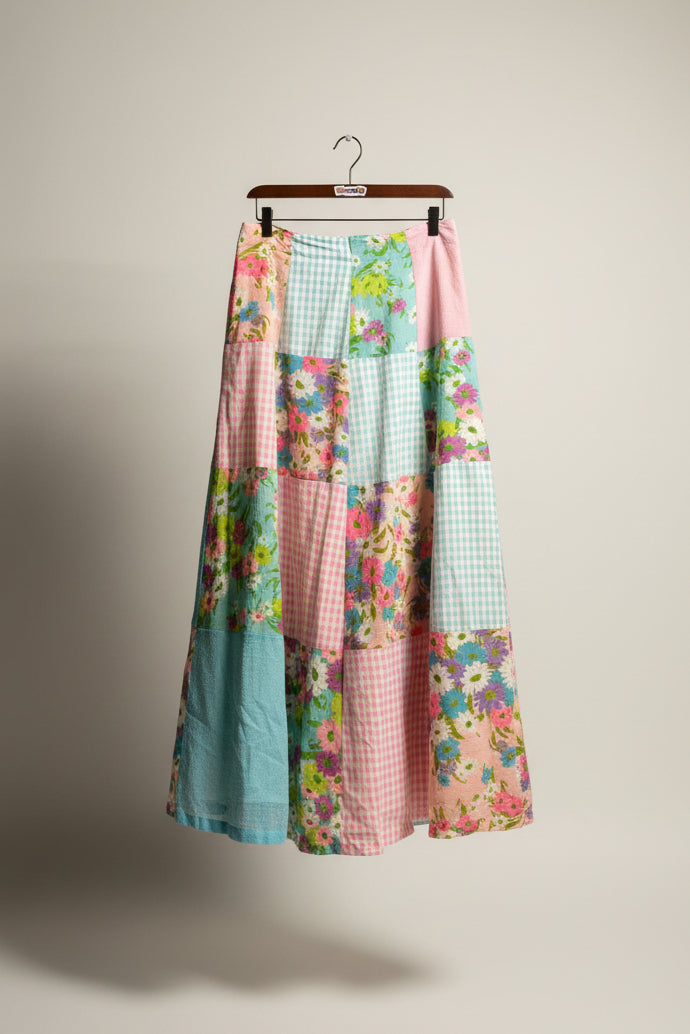 Vintage Gisella Heinmann Pastel Madras Maxi Skirt Size S
