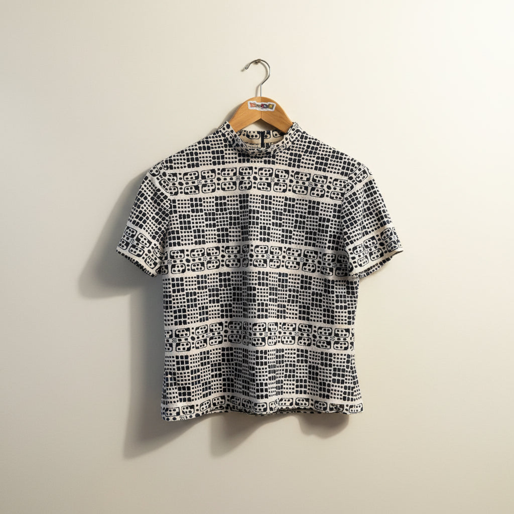Vintage Blue & White Tee Top Ladies Size S