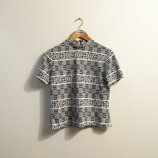 Vintage Blue & White Tee Top Ladies Size S
