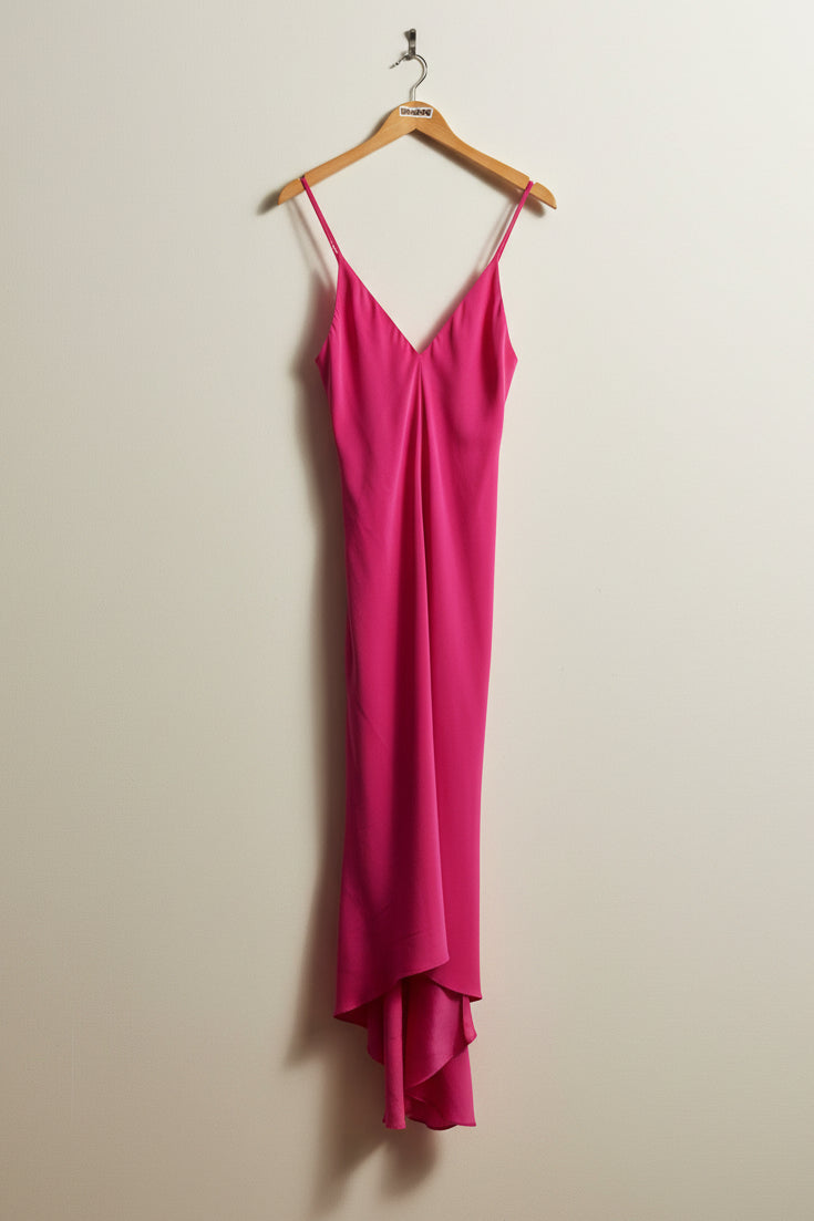 Amanda Uprichard Silk Maxi Dress Spaghetti Strap Pink Size S