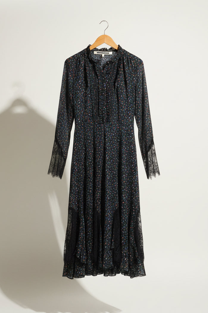 Alexander McQueen Blue Floral & Lace Maxi Dress Size 38