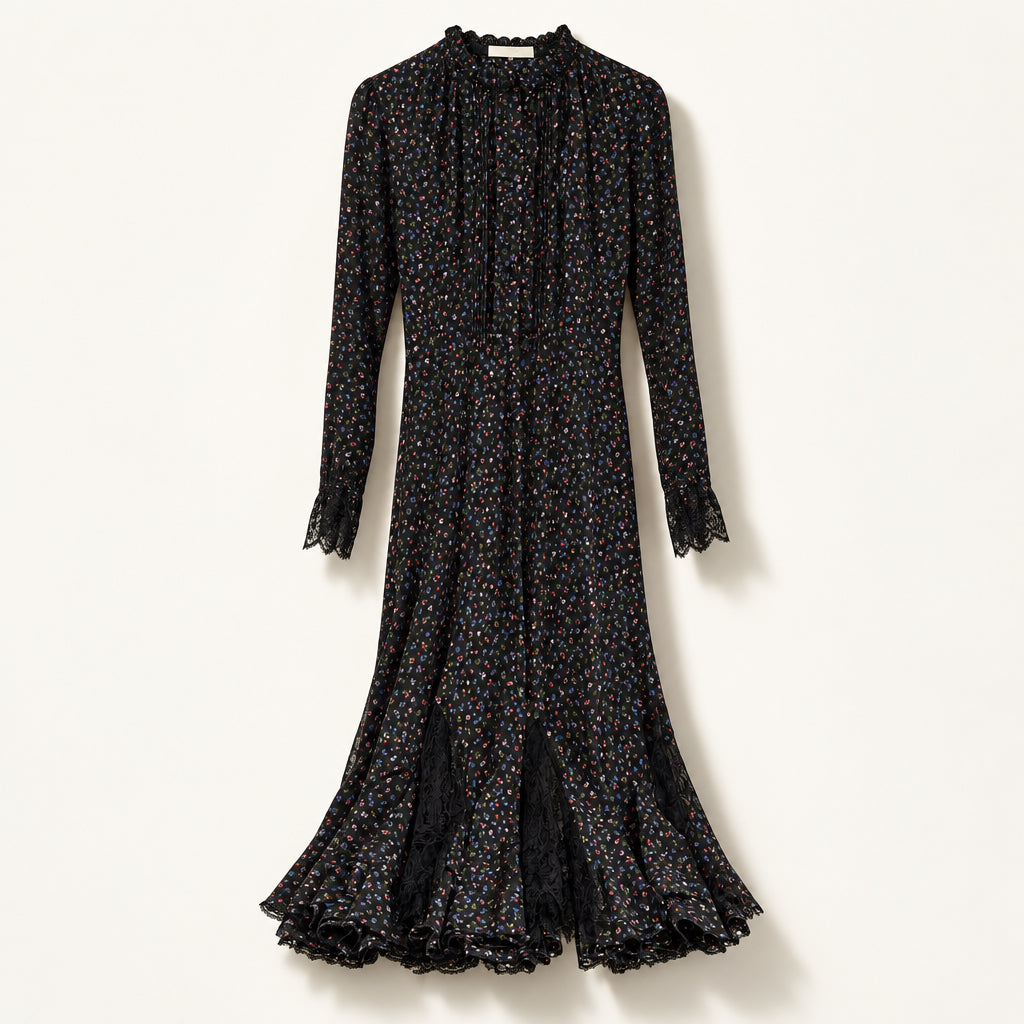 Alexander McQueen Blue Floral & Lace Maxi Dress Size 38