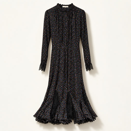 Alexander McQueen Blue Floral & Lace Maxi Dress Size 38