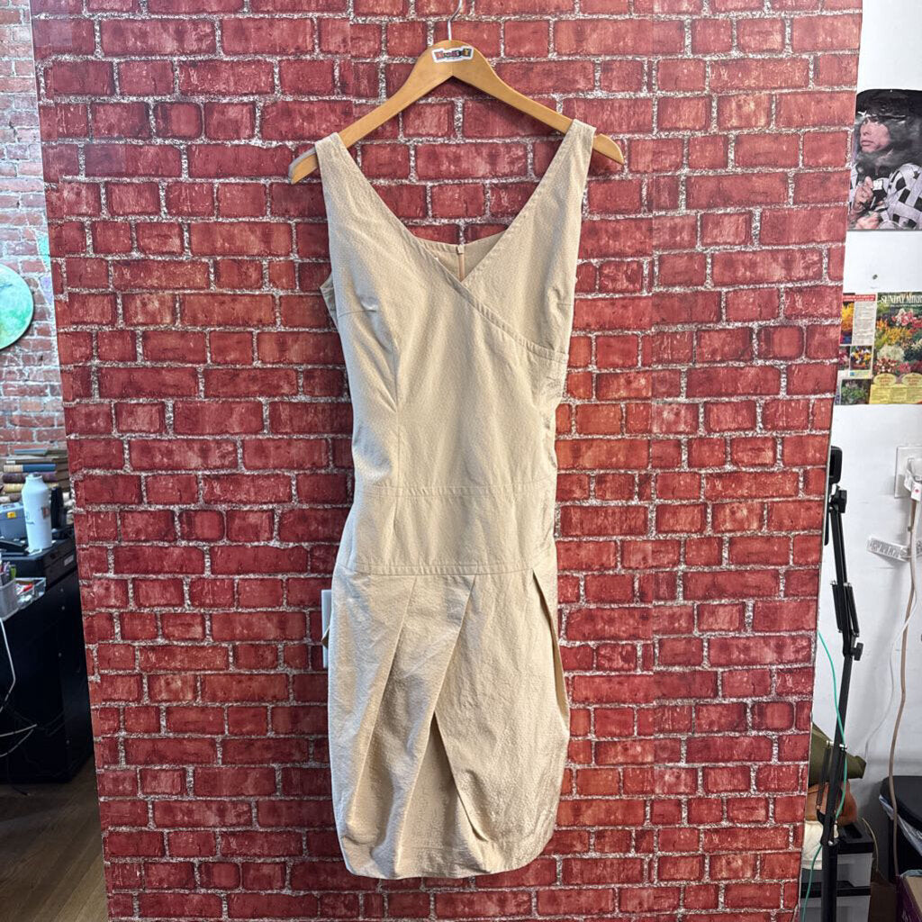 Rene Lezard Brown Wrap Tie Midi Dress Size 40