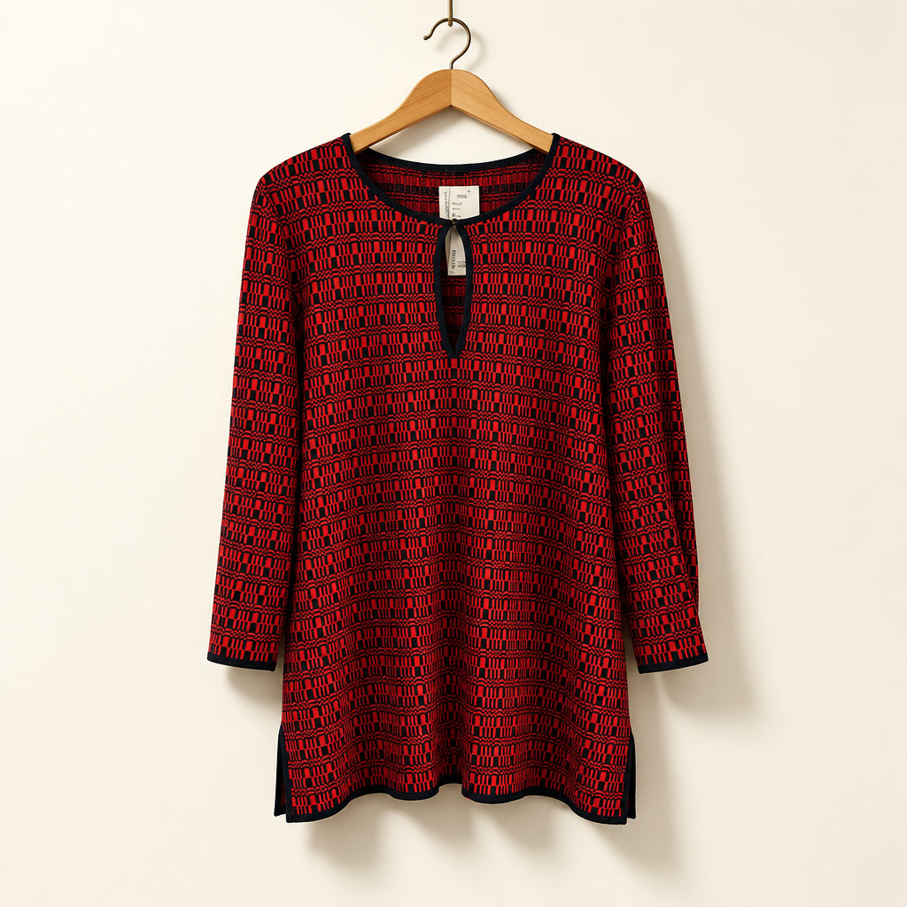 Carolina Herrera Red & Blue Mini Dress Size L
