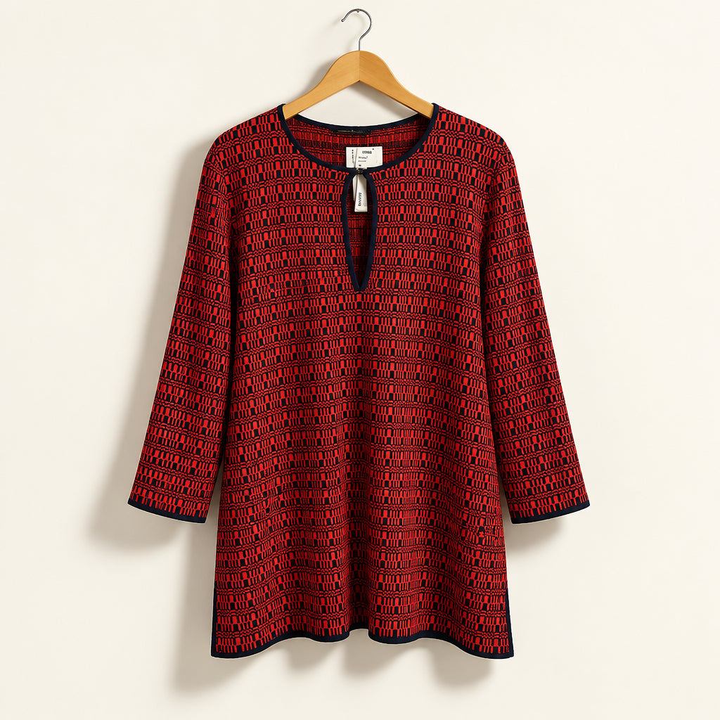 Carolina Herrera Red & Blue Mini Dress Size L