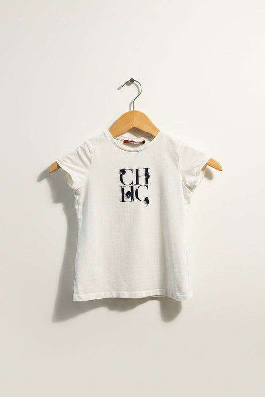 Caroliona Herrera White Baby Tee Top Size XXS
