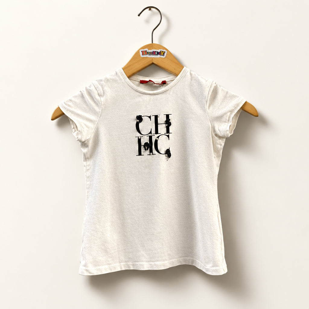 Caroliona Herrera White Baby Tee Top Size XXS