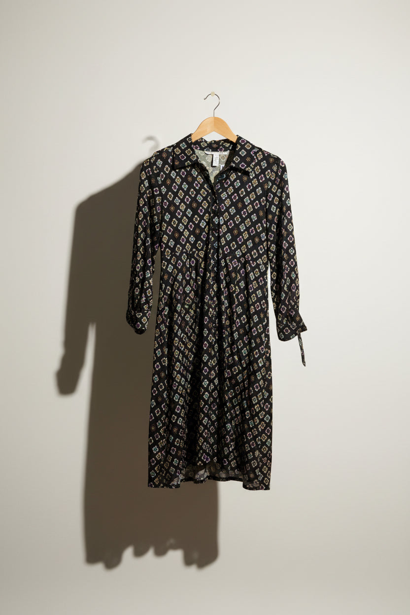 Diane vonFurstenberg silk midi dress Black/Purple/Brown size 8