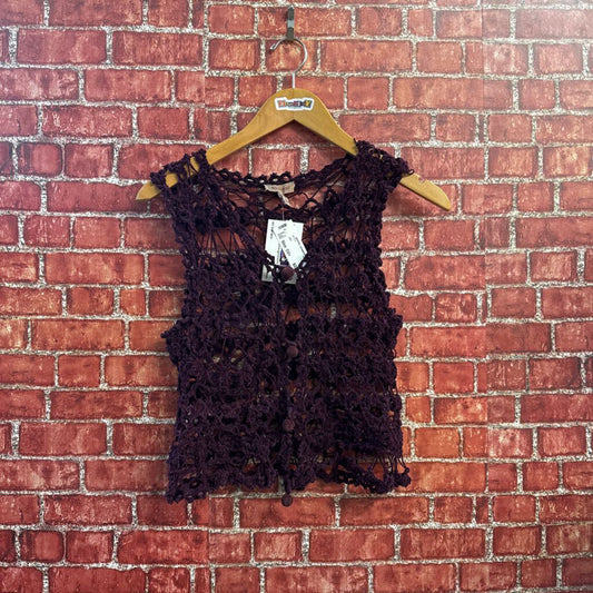 Romeo Gigli Vintage Vest Velvet Crochet Purple Size 42
