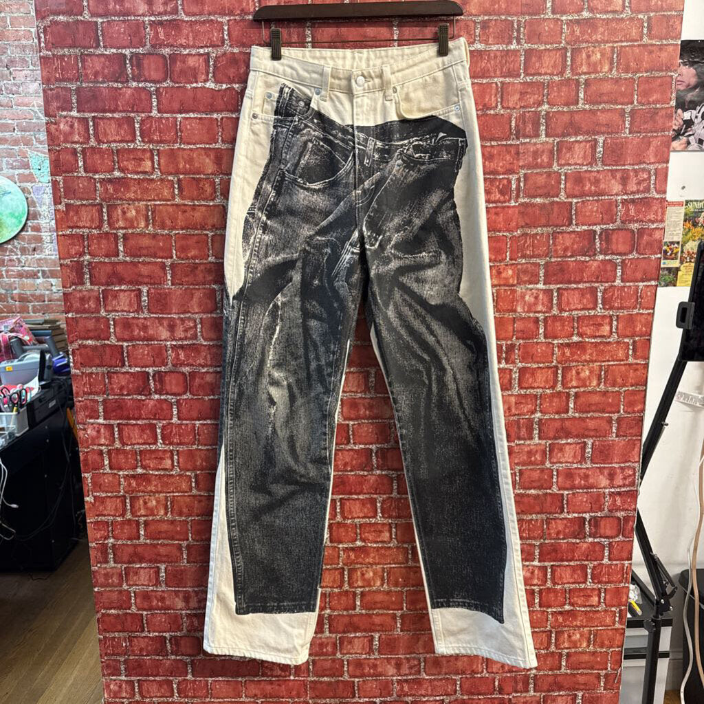 Rowe Weekday Jeans With Jeans Printed Cream/Black Size 29