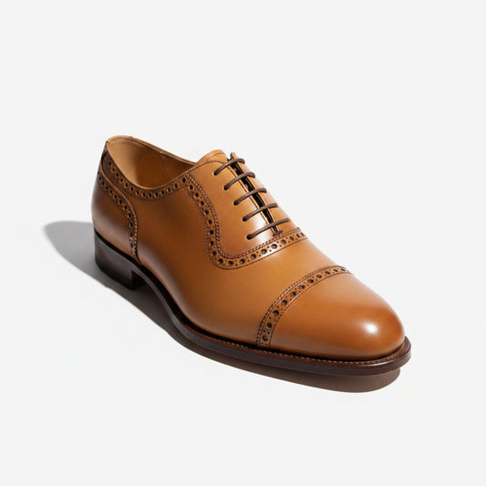 John Lobb Black Leather Wingtip Oxfords Size 6