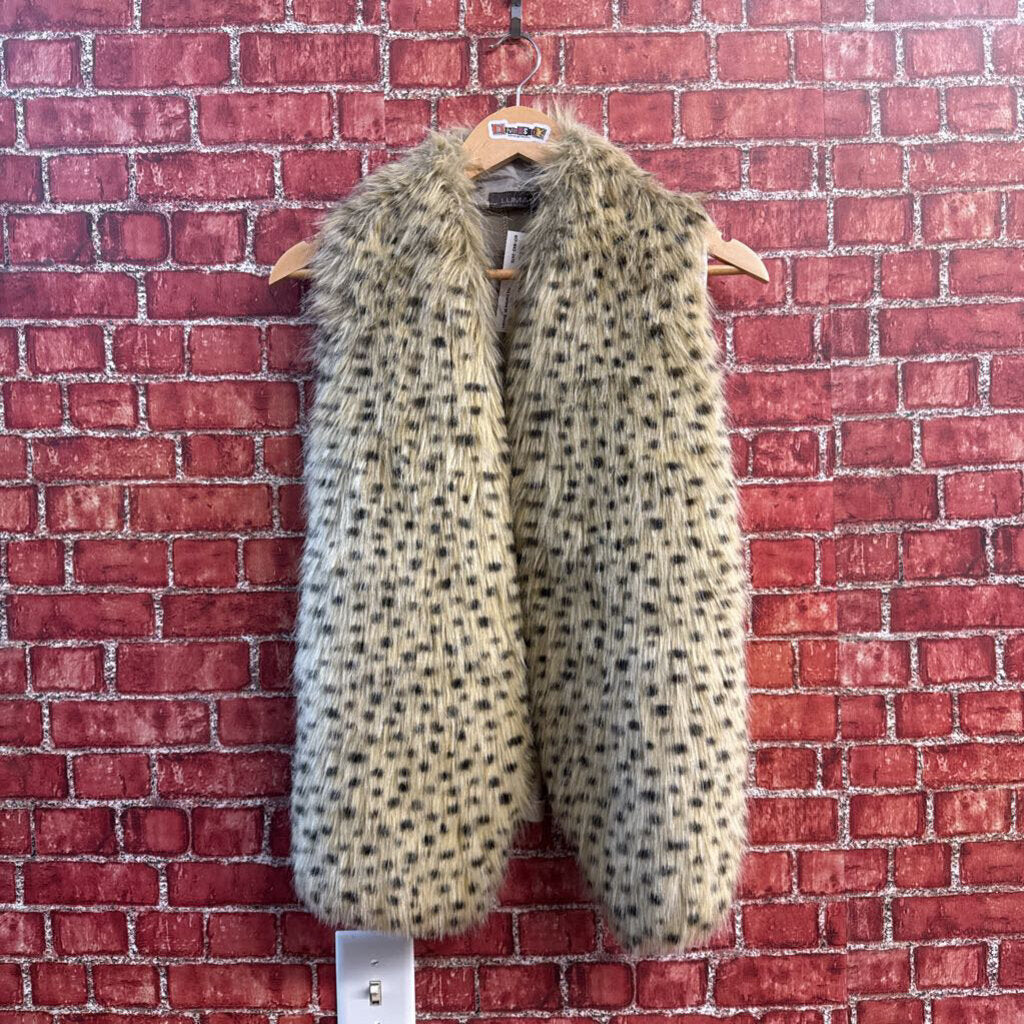 LUMA Faux Fur Vest Leopard Tan/Black
