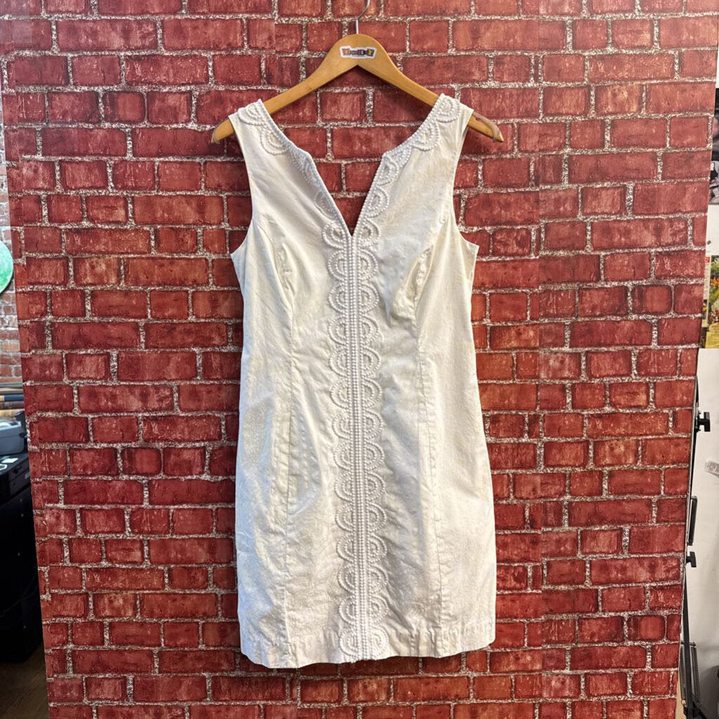 Lilly Pulitzer Mini Dress Tank Embroidered White/Beige Size 4