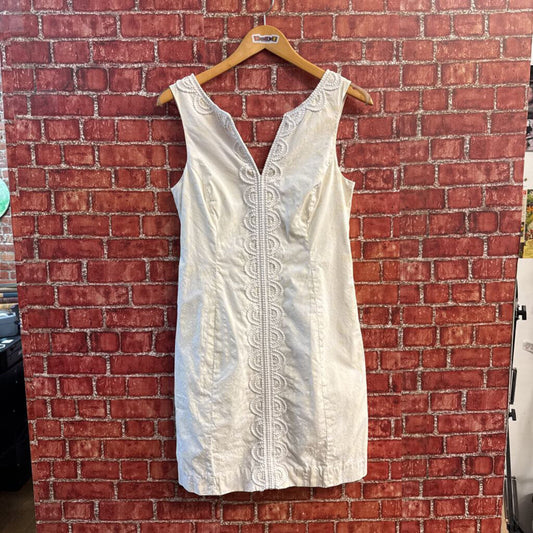 Lilly Pulitzer Mini Dress Tank Embroidered White/Beige Size 4