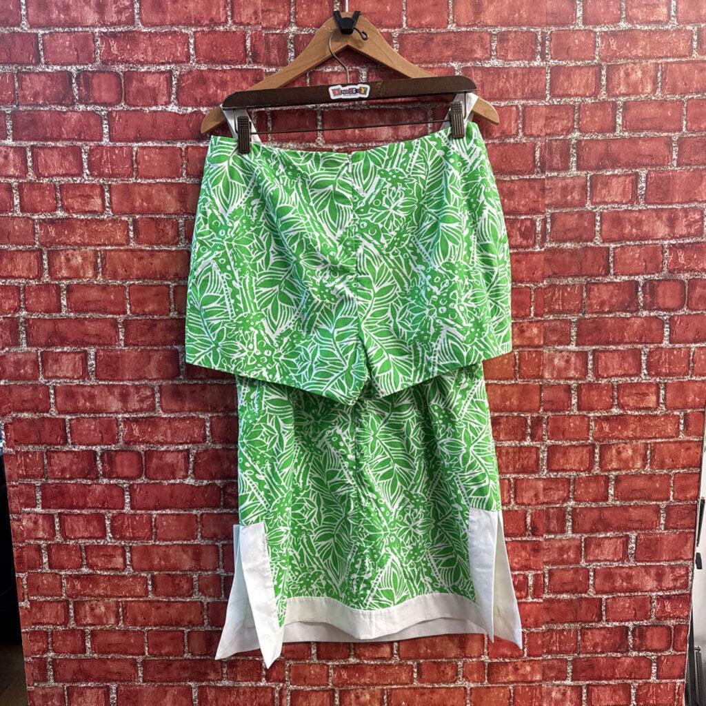 Lilly Pulitzer Tunic Tank/Shorts Set Leaves Green/White Size 8