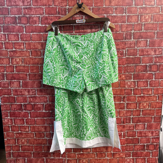 Lilly Pulitzer Tunic Tank/Shorts Set Leaves Green/White Size 8
