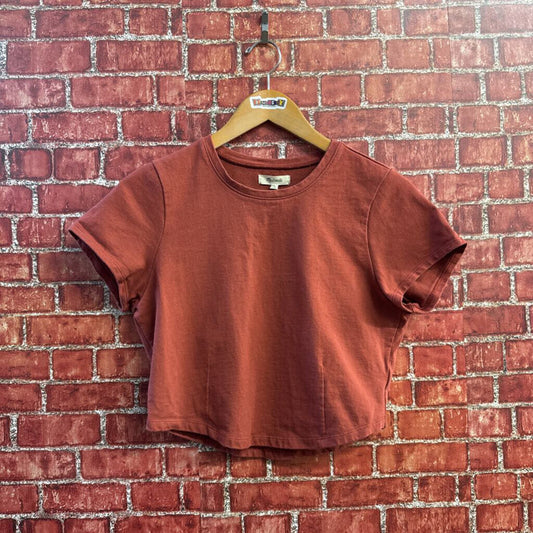 Madewell Tee Crop Tailored Dark Salmon Size M