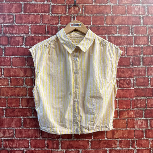 Maeve Tank Button Up Striped Crop Tan/Yellow Size S