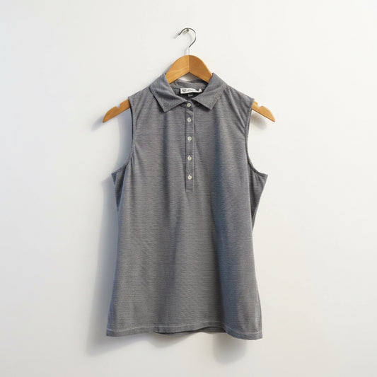 Loro Piana Blue Striped Sleeveless Polo Shirt Size 48