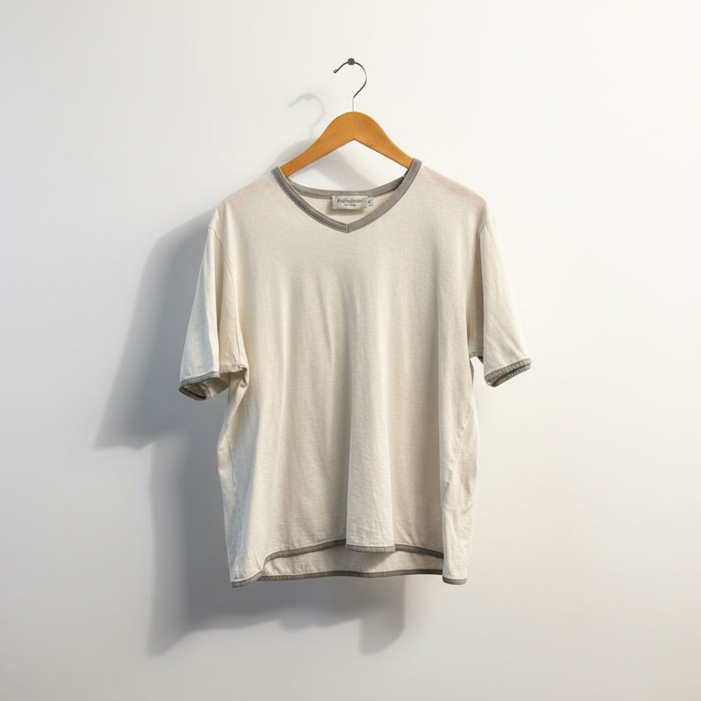 Yves Saint Laurent White Tee W/Grey Trim Men’s Size M