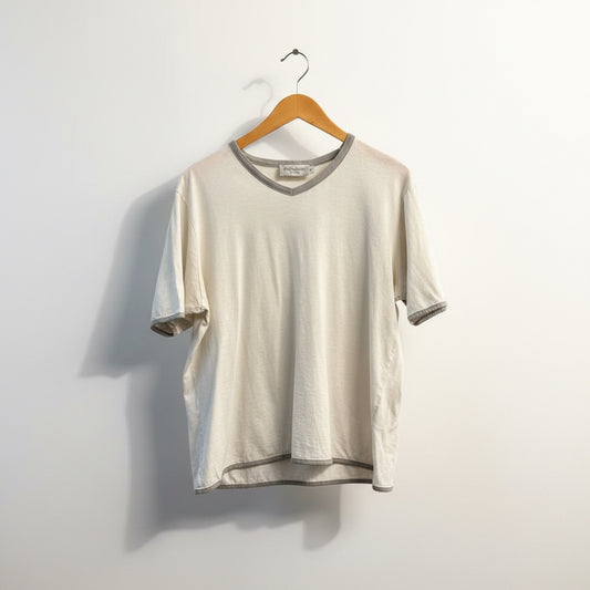 Yves Saint Laurent White Tee W/Grey Trim Size M