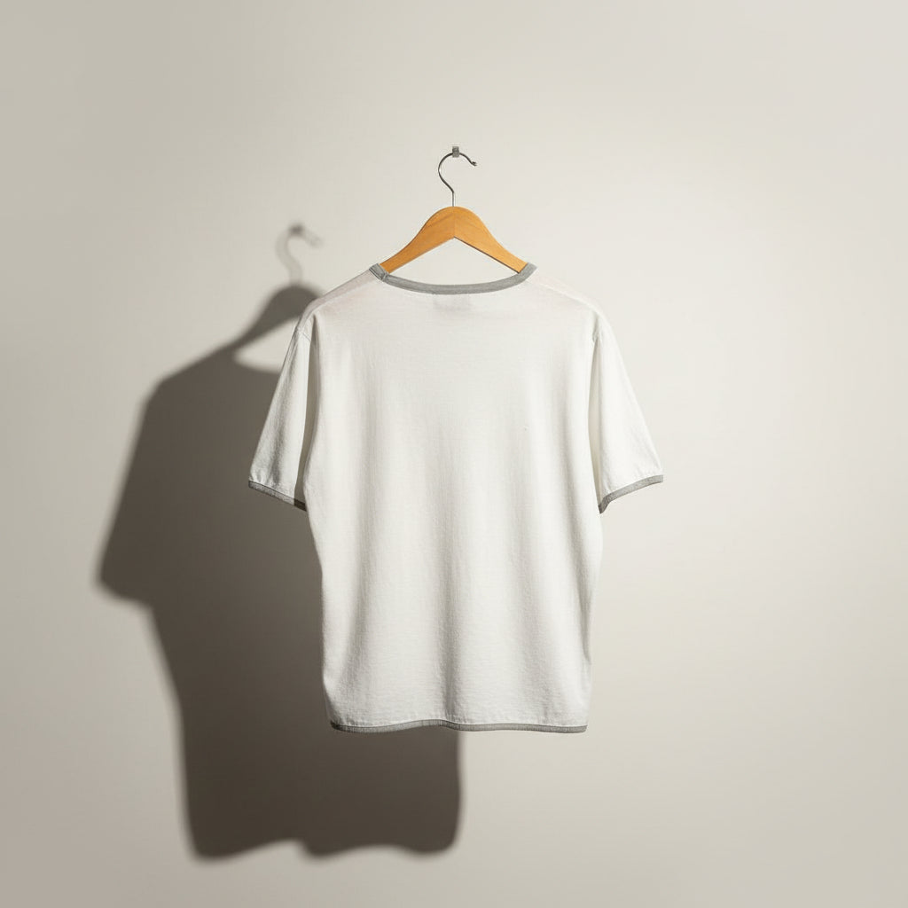 Yves Saint Laurent White Tee W/Grey Trim Men’s Size M