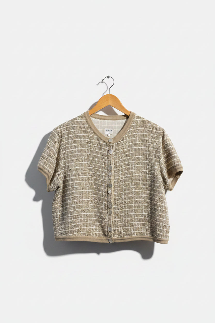 Armani Collezioni Beige SS Button Up Top Ladies Size 10