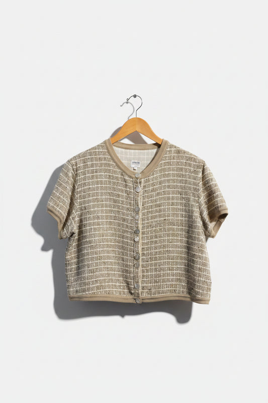 Armani Collezioni Beige SS Button Up Top Size 10
