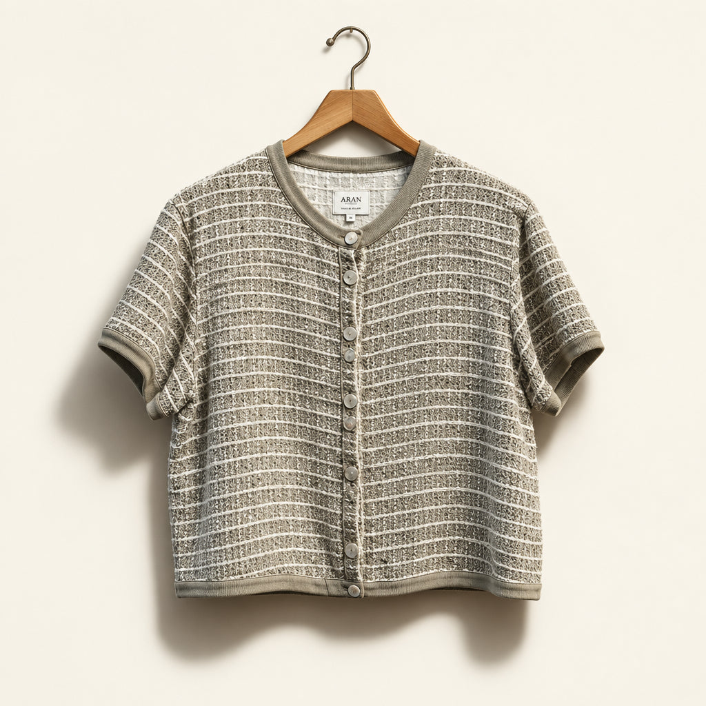 Armani Collezioni Beige SS Button Up Top Size 10