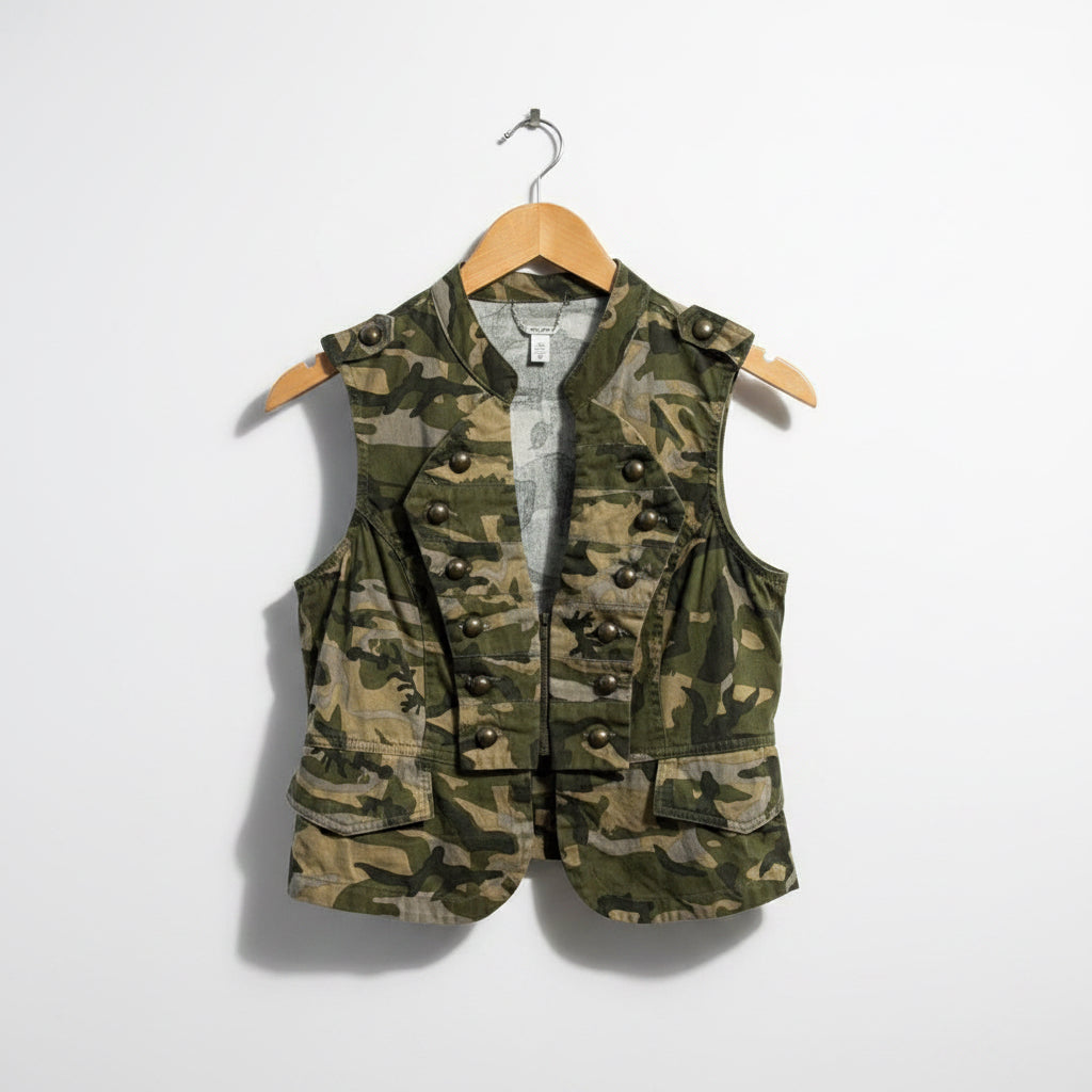 Ali & Kris Vest Double Breasted Camo Green