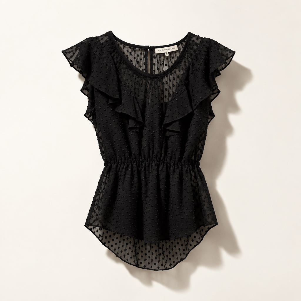 Rebecca Taylor Flowly Sheer Tank Black Size 0