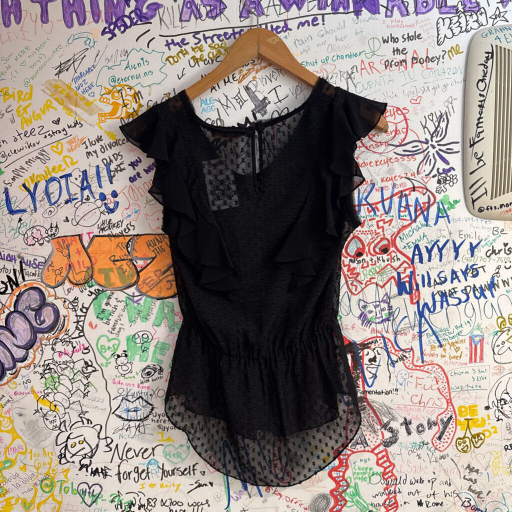 Rebecca Taylor Flowly Sheer Tank Black Size 0