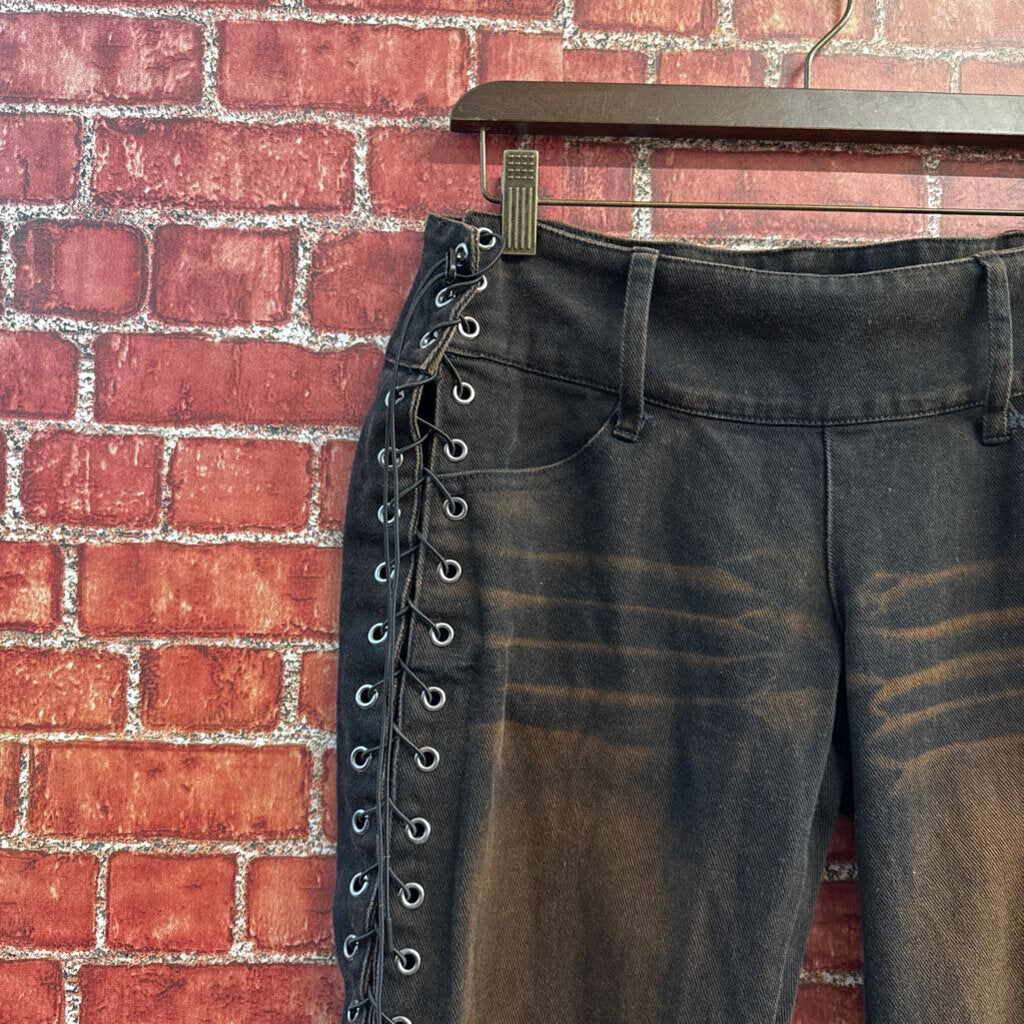 Namilia Patchwork Lace Side Brown Jeans Size S