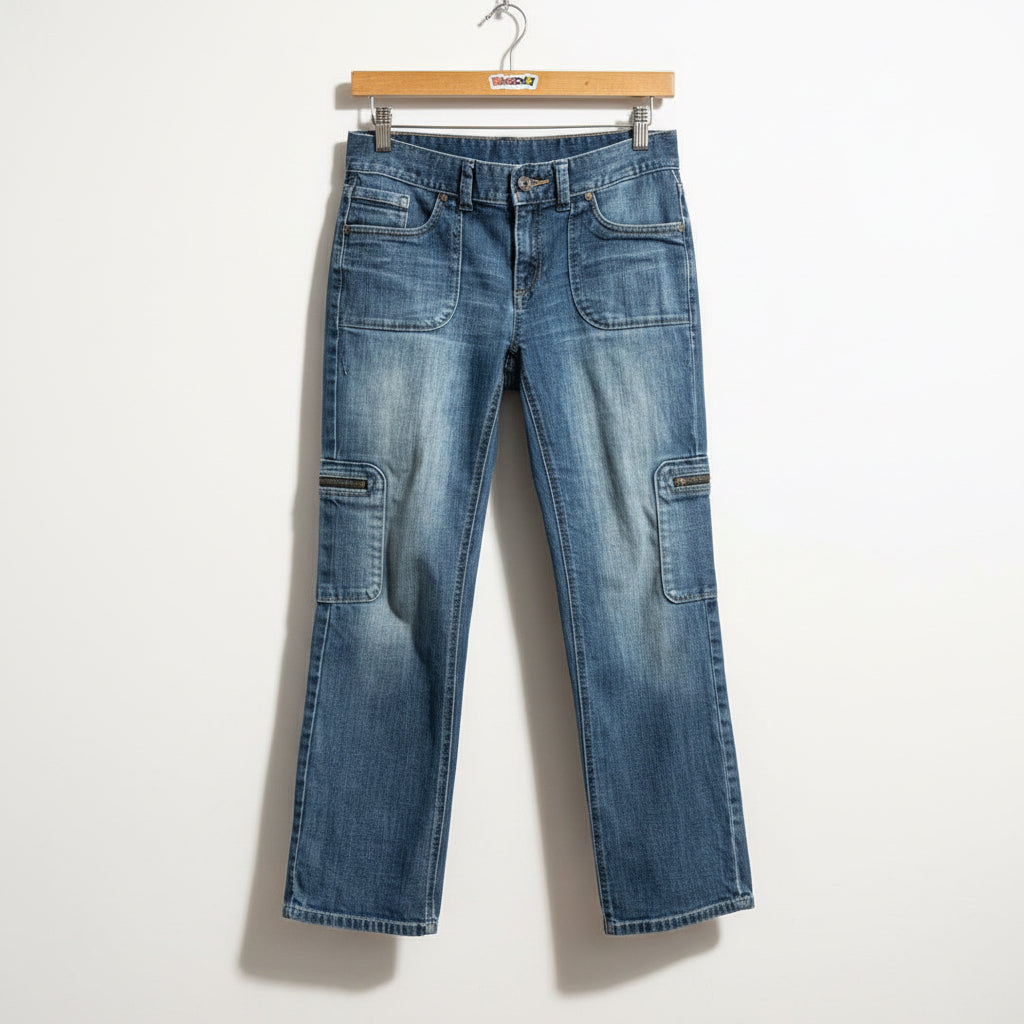 Simply Vera Capris Denim Cargo Blue Ladies Size 2