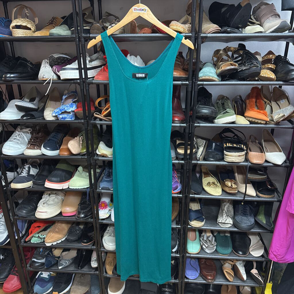 Reformation Maxi Dress Tank Ribbed Teal
