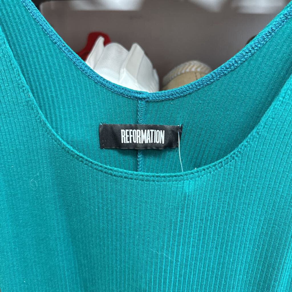 Reformation Maxi Dress Tank Ribbed Teal