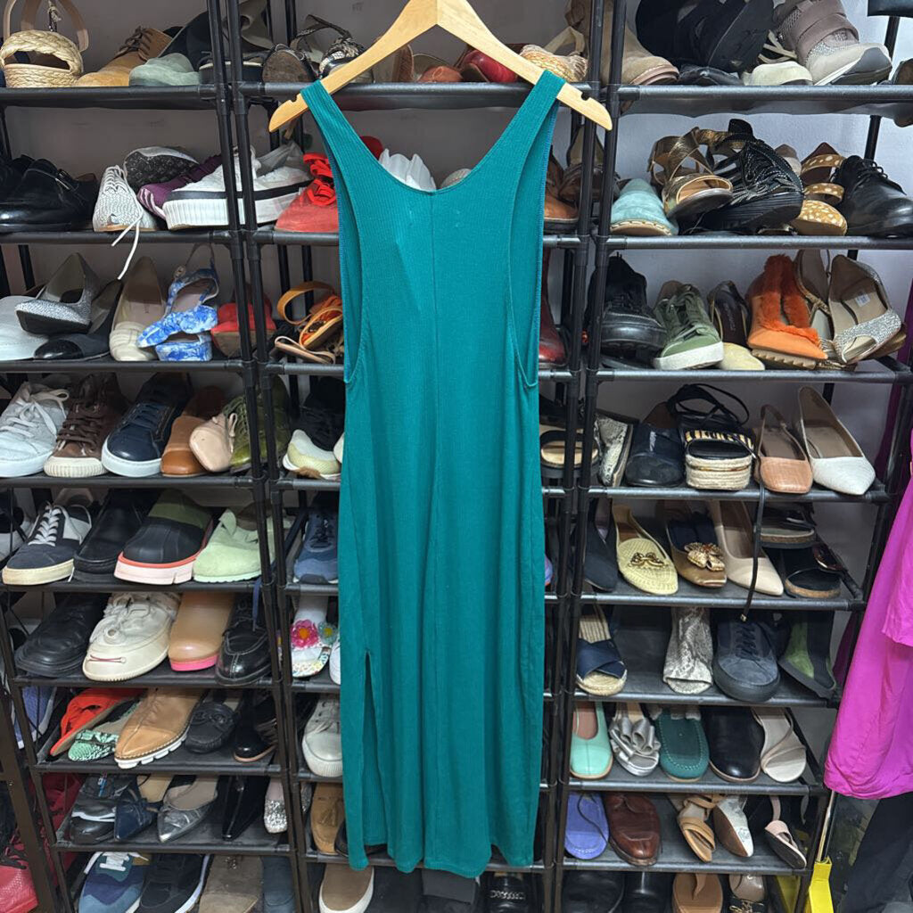 Reformation Maxi Dress Tank Ribbed Teal