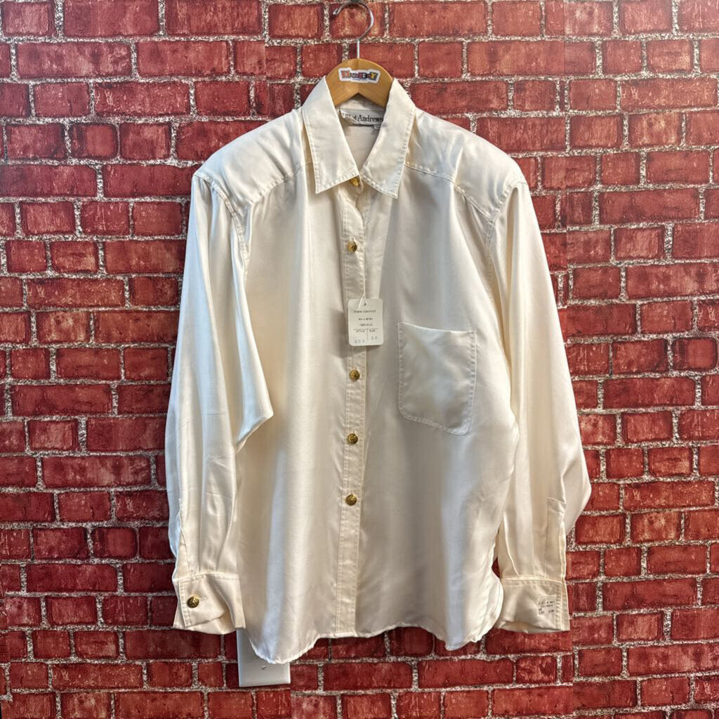 NWT Elliot Andrews Vintage Blouse Silk Cream Size 12